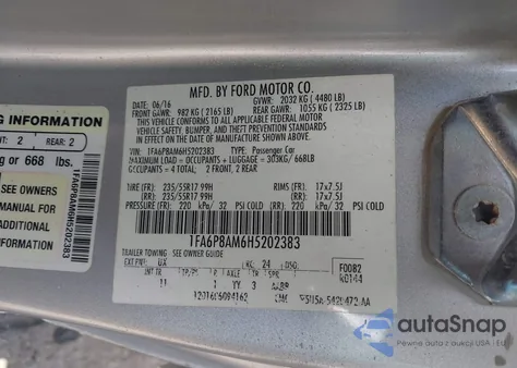 2017 Ford Mustang V6 from USA, damaged, VIN 1FA6P8AM6H5202383